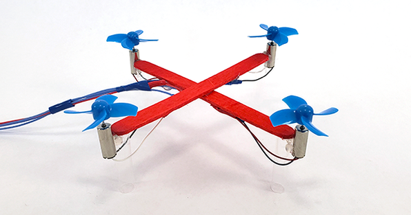 DIY drone made in red and blue Mario colors