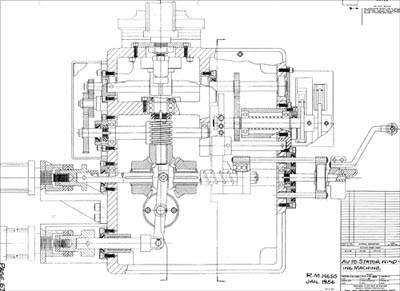 A complex drawn blueprint for a Stator winding machine