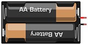 Breadboard diagram symbol for a battery pack that can hold two double A batteries