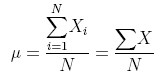 Equation for the average value of X is equal to the summation of all X values divided by the number of values N