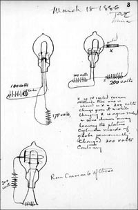 Photo of lightbulb design drawings and notes on a sheet of paper